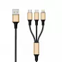 USB-Kabel 2GO 797152 3m USB B USB C/Micro-USB B/Lightning Schwarz Gold