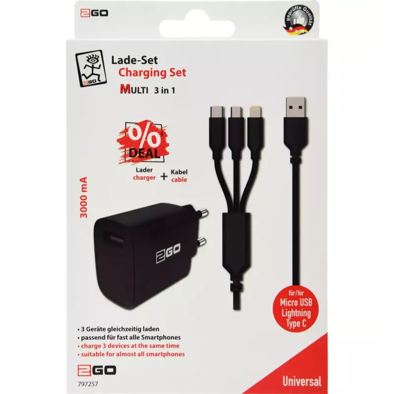 Mobiles Ladegerät 2GO 797257 Universal Schwarz AC Innenbereich 5V
