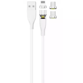 USB-Kabel 2GO 797317 1m USB B USB C/Micro-USB B/Lightning Weiß
