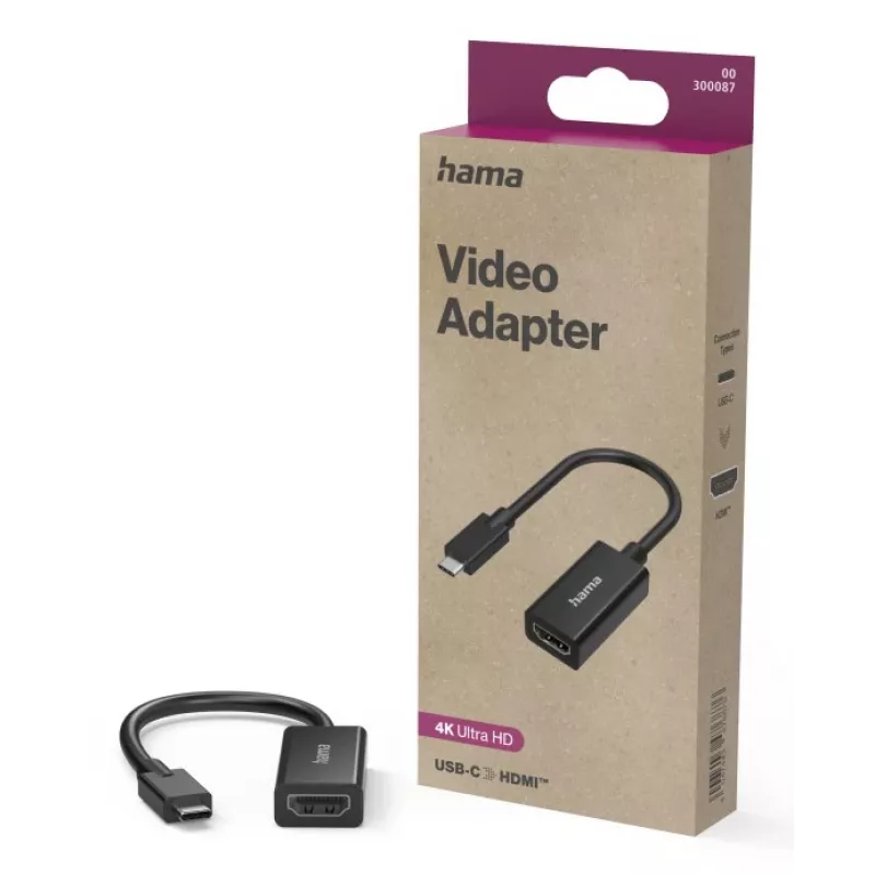 Video-Adapter HAMA USB-C auf HDMI Ultra-HD 4K (Modell 00300087) – passive Verbindung für Video/Audio
