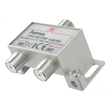 Kabel-Splitter HAMA Classic Line 2-fach — 2 Ausgänge für Koaxial-TV/Antennenkabel