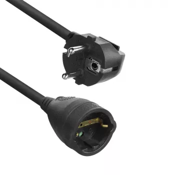 ACT Stromverlängerungskabel CEE 7/7 Stecker (abgewinkelt) - CEE 7/7 Buchse schwarz 10 m