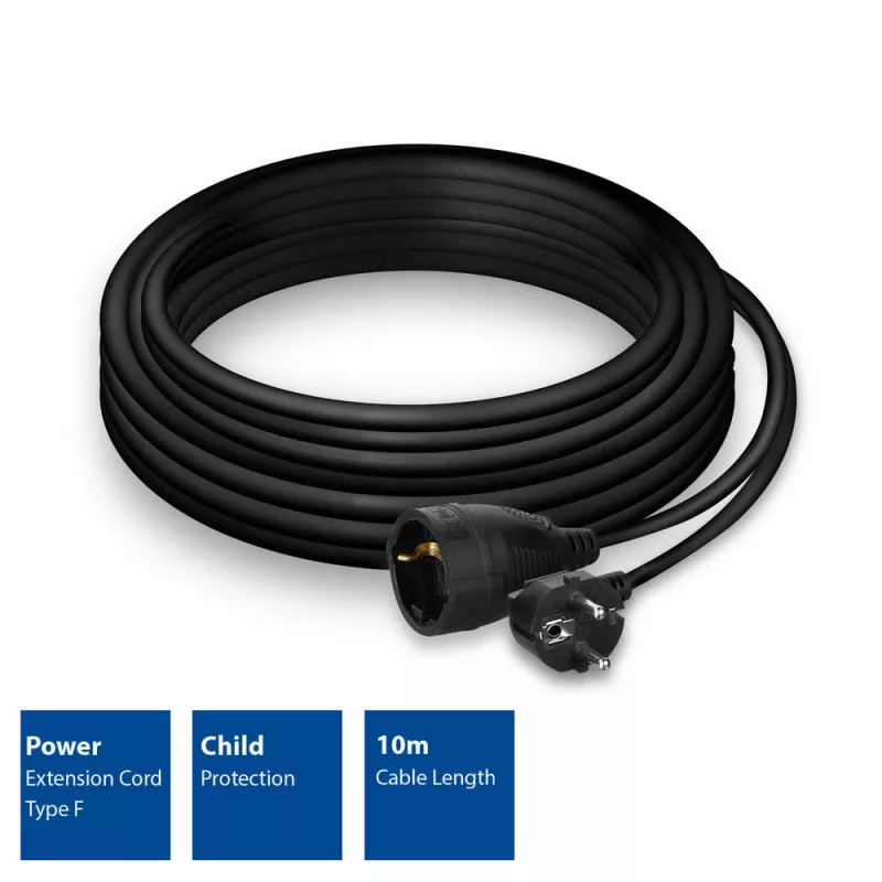 ACT Stromverlängerungskabel CEE 7/7 Stecker (abgewinkelt) - CEE 7/7 Buchse schwarz 10 m