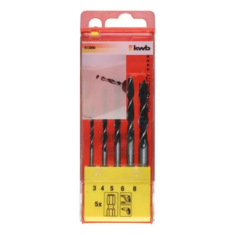 Bohrerset KWB 513900 5 Stück für Hartholz und Weichholz