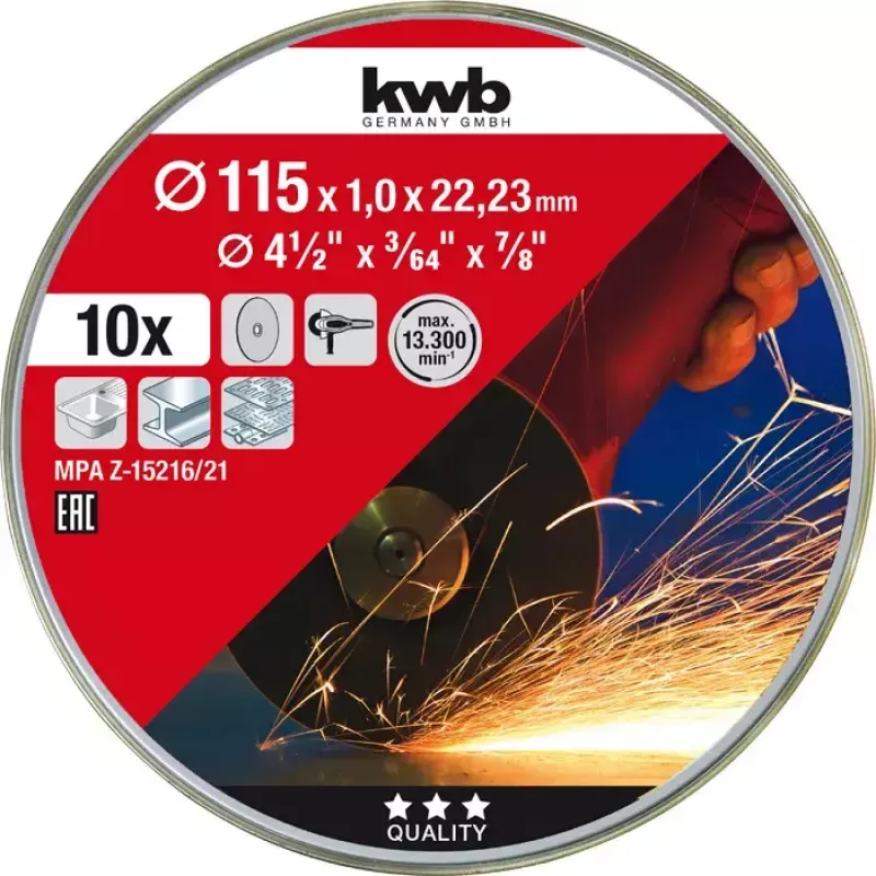 Trennscheiben-Set kwb 712021 Dünne Trennscheibe Flachzentrum 10 Stück