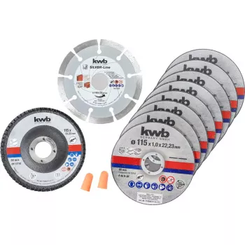 Schneidscheiben-Set KWB 712041 Starter-Set 10 Stück Flache Aufnahme für Ziegel, Marmor, Stahl