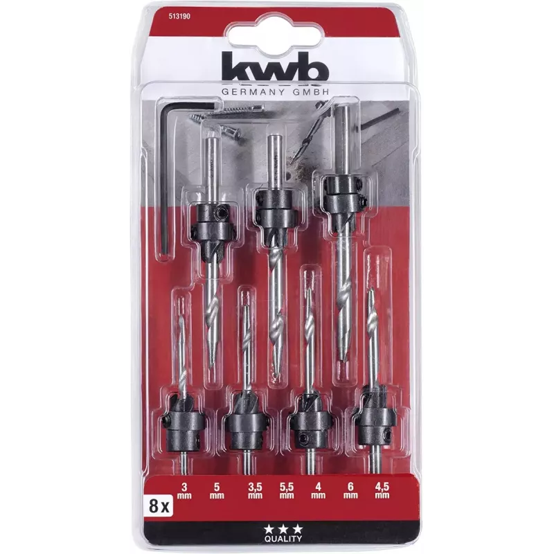 Senkbohrer-Set KWB 513190 Gehärteter Stahl 11mm Tiefe 205mm Höhe