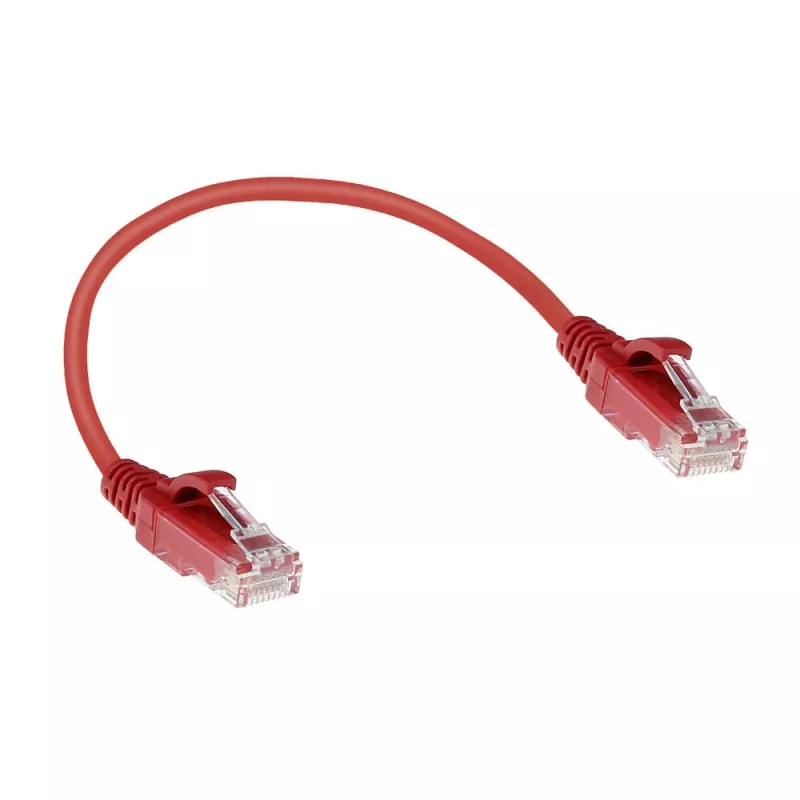 ACT Rot 0,15 m LSZH U/UTP CAT6 Datacenter-Slimline-Patchkabel mit RJ45-Steckern