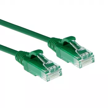 ACT Grün 0,15 m LSZH U/UTP CAT6 Datacenter-Slimline-Patchkabel mit rastnasenschutzlosen RJ45-Steckern