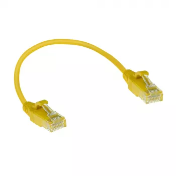 ACT Gelb 0,15 m LSZH U/UTP CAT6 Rechenzentrums-Slimline-Patchkabel, rastnasenfrei mit RJ45-Steckern