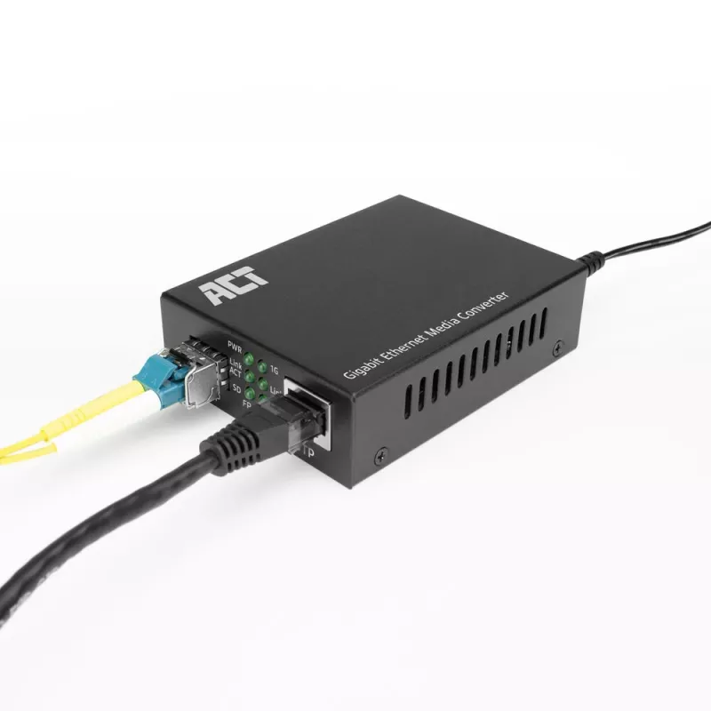 Netzwerk-Medienkonverter ACT AC4451 1000 Mbit/s Multimode Singlemode Schwarz