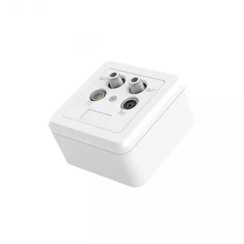 Hama 00205354 Antennensteckdose 2x SAT + TV + Radio Weiß