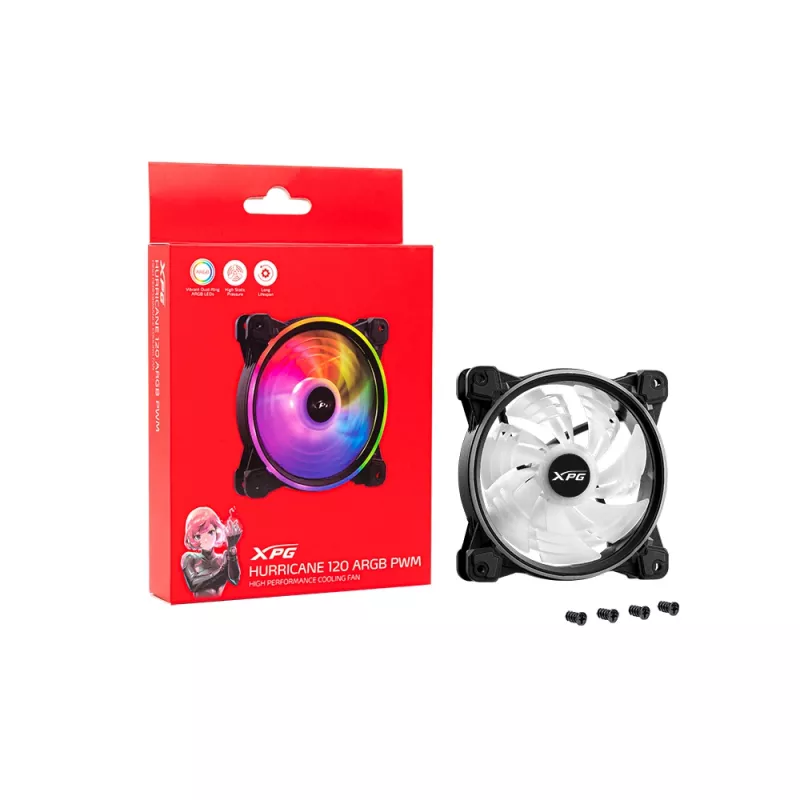 XPG HURRICANE 120 ARGB PWM Schwarz, Lüfter, 12 cm, 600 RPM, 2000 RPM, Schwarz