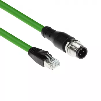 ACT Industrial 1,50 Meter Sensorkabel M12D 4-polig Stecker rechtwinklig auf RJ45 Stecker, Superflex Xtreme TPE Kabel, geschirmt