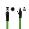 ACT Industrial 3,00 Meter Sensorkabel M12D 4-polig Stecker gewinkelt auf RJ45 Stecker, Superflex Xtreme TPE-Kabel, geschirmt