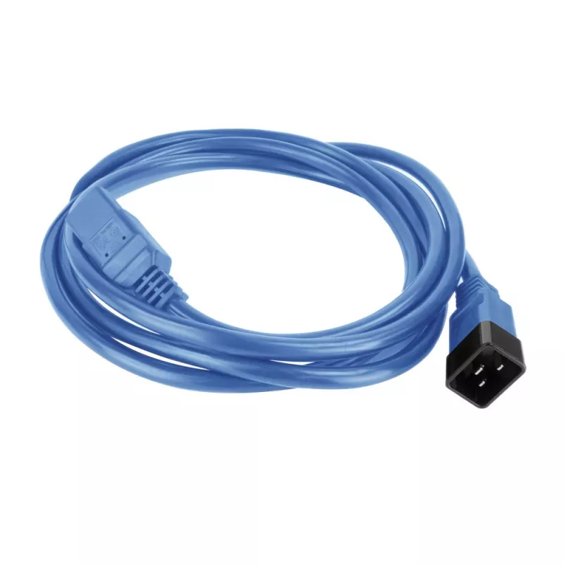 Netzkabel ACT C20–C21 IEC60320 blau 1 m, 250 V, 16 A
