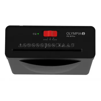 Aktenvernichter Olympia PS 36 Pro — Streifenschnitt, 8-Liter-Auffangkorb, 72 dB, Schwarz