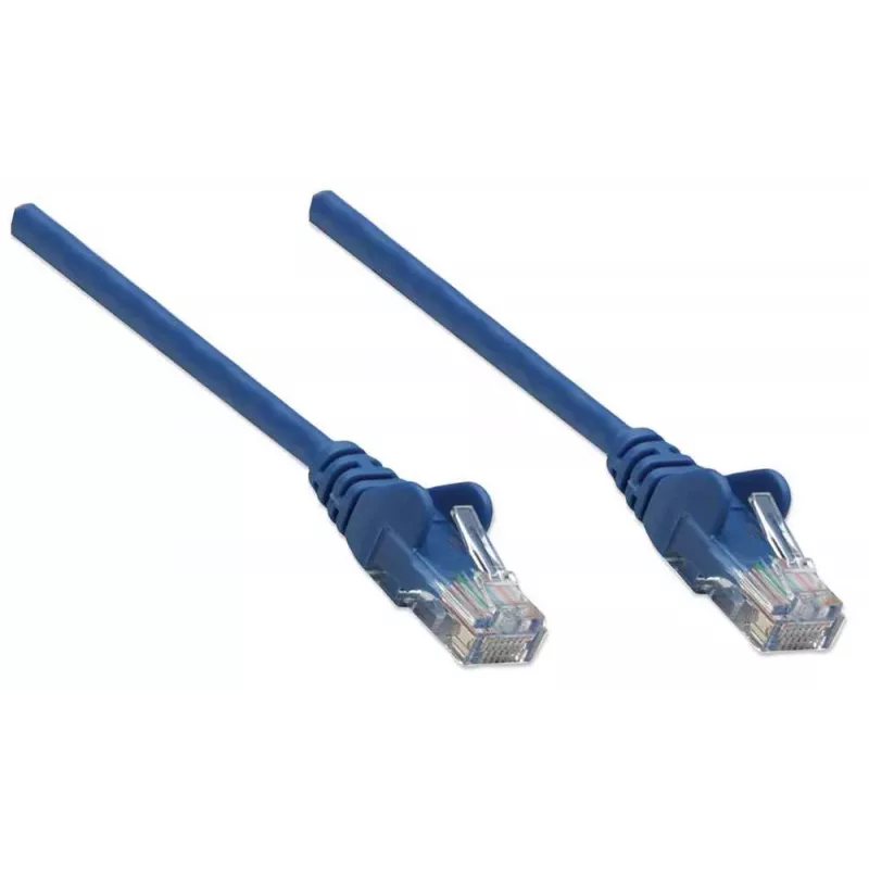 Intellinet Netzwerk-Patchkabel, Cat6, 5 m, Blau, CCA, U/UTP, PVC, RJ45, vergoldete Kontakte, rastnasenfrei, mit Knickschutztülle, lebenslange Garantie