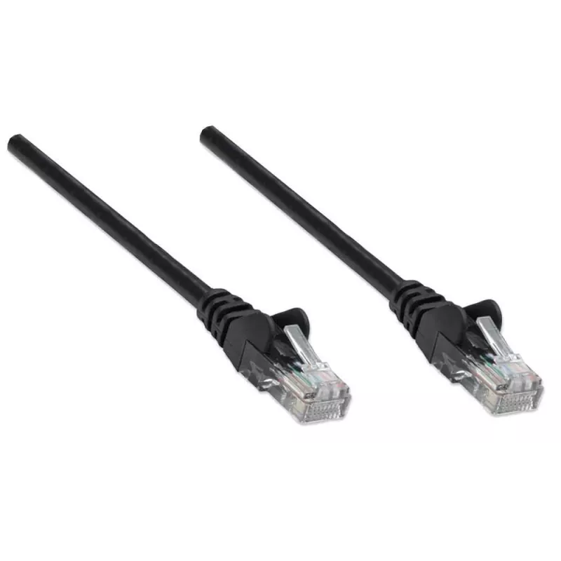 Intellinet Netzwerk-Patchkabel, Cat5e, 7,5 m, Schwarz, CCA, U/UTP, PVC, RJ45, vergoldete Kontakte, rastnasenfreier Knickschutz, Zugentlastung, lebenslange Garantie