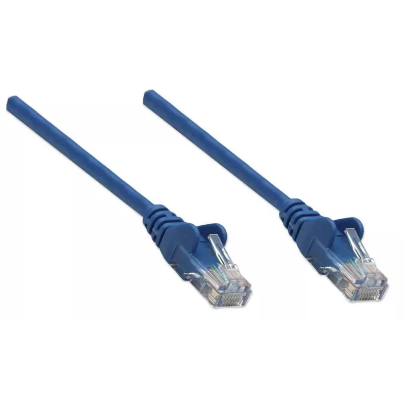 Intellinet Netzwerk-Patchkabel, Cat5e, 7,5 m, Blau, CCA, U/UTP, PVC, RJ45, vergoldete Kontakte, rastnasenfreier Knickschutz, Knickschutztülle, lebenslange Garantie