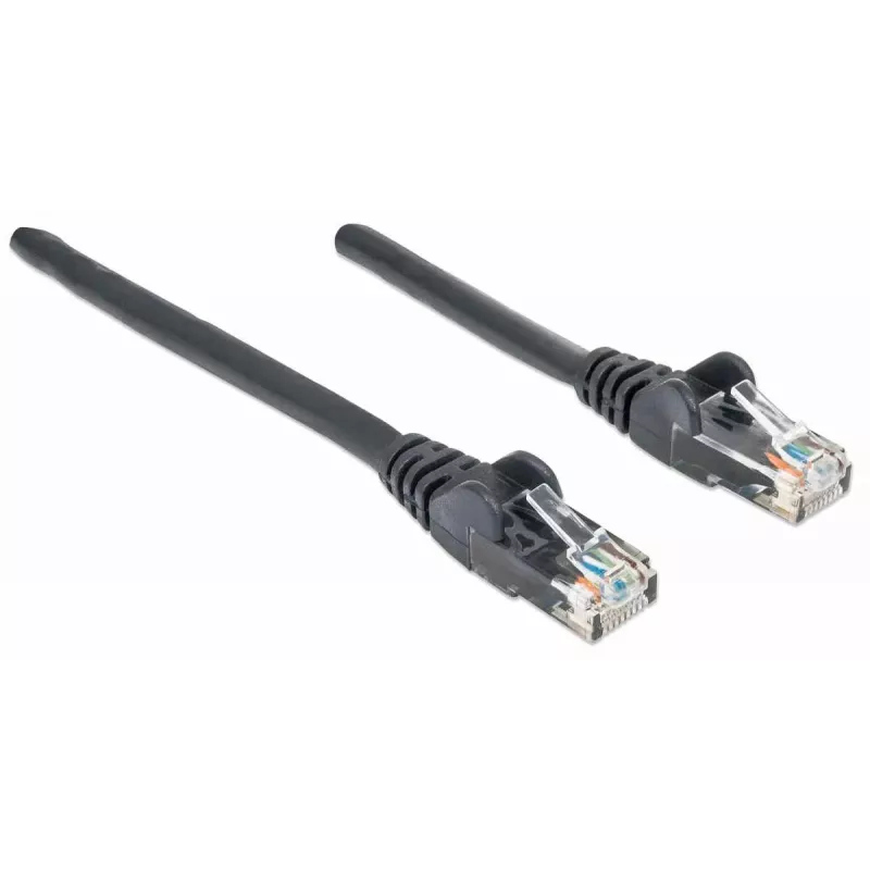 Intellinet Netzwerk-Patchkabel, Cat6, 2 m, Schwarz, CCA, U/UTP, PVC, RJ45, vergoldete Kontakte, rastnasenschutz, Knickschutztülle, lebenslange Garantie