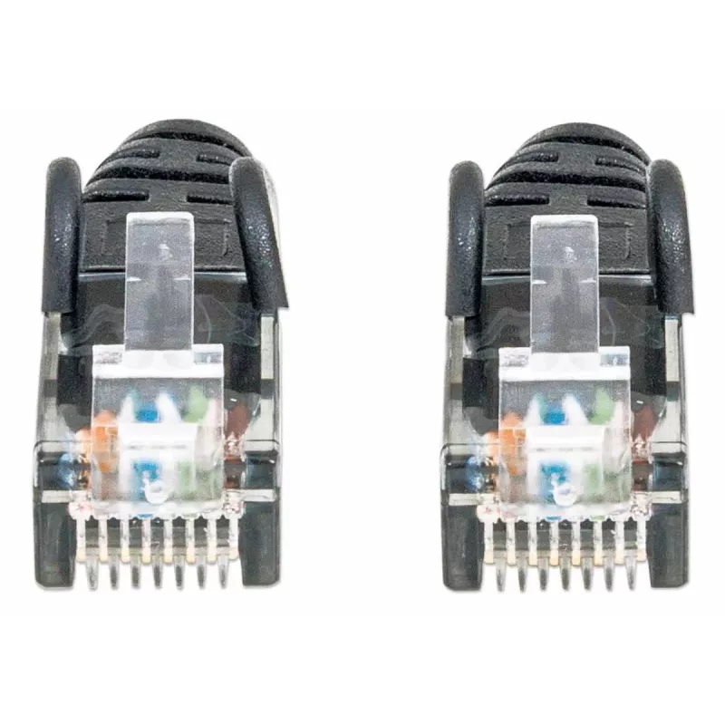 Intellinet Netzwerk-Patchkabel, Cat6, 2 m, Schwarz, CCA, U/UTP, PVC, RJ45, vergoldete Kontakte, rastnasenschutz, Knickschutztülle, lebenslange Garantie