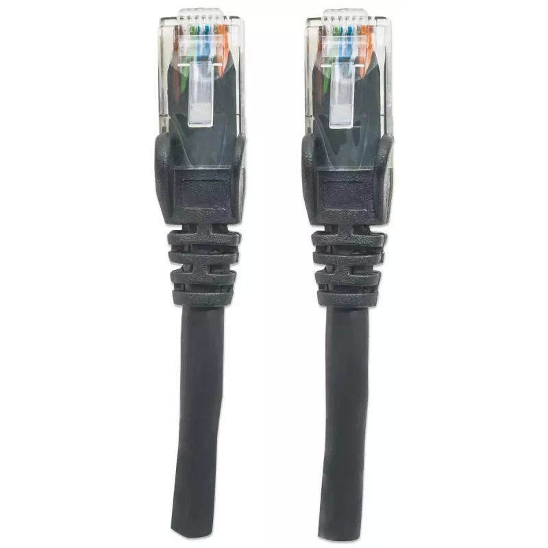 Intellinet Netzwerk-Patchkabel, Cat6, 2 m, Schwarz, CCA, U/UTP, PVC, RJ45, vergoldete Kontakte, rastnasenschutz, Knickschutztülle, lebenslange Garantie