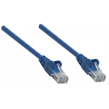 Intellinet Netzwerk-Patchkabel, Cat6, 1,5 m, Blau, CCA, U/UTP, PVC, RJ45, vergoldete Kontakte, rastnasenschutz, Knickschutztülle, Lebenslange Garantie