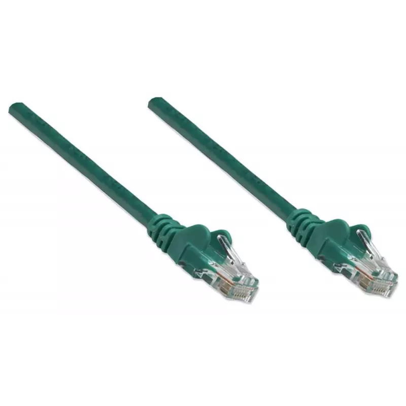 Intellinet Netzwerk-Patchkabel, Cat5e, 3 m, Grün, CCA, U/UTP, PVC, RJ45, vergoldete Kontakte, rastnasenlos, mit Knickschutztülle, lebenslange Garantie