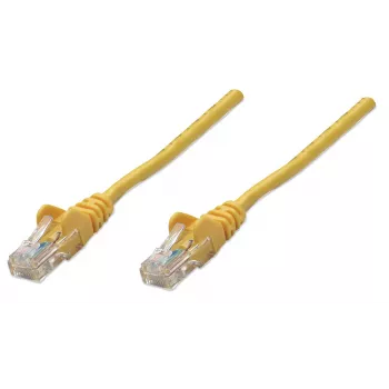 Intellinet Netzwerk-Patchkabel, Cat5e, 3m, Gelb, CCA, U/UTP, PVC, RJ45, vergoldete Kontakte, rastnasenfrei, Knickschutztülle, lebenslange Garantie