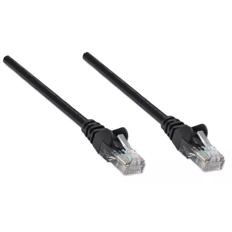 Intellinet Netzwerk-Patchkabel, Cat5e, 3m, Schwarz, CCA, U/UTP, PVC, RJ45, vergoldete Kontakte, rastnasenschutz, angespritzter Knickschutz, lebenslange Garantie