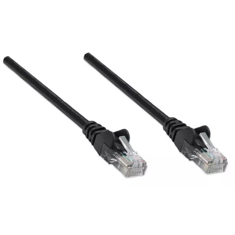 Intellinet Netzwerk-Patchkabel, Cat5e, 2 m, Schwarz, CCA, U/UTP, PVC, RJ45, vergoldete Kontakte, Rastnasenschutz, Knickschutzhülle, Lebenslange Garantie