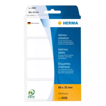 Adressetiketten HERMA Endlos-Leporello 88x35 mm weiß Papier matt 250 Stück