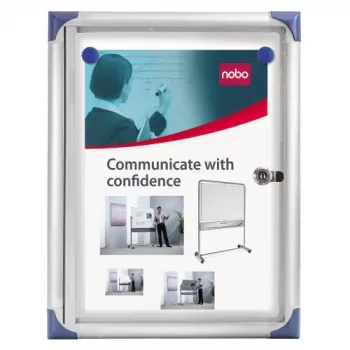 Nobo Extra flache magnetische abschließbare Infotafel 1XA4, Weiß, Aluminium, 1 x A4, Schiebetür, Glas, 821 g