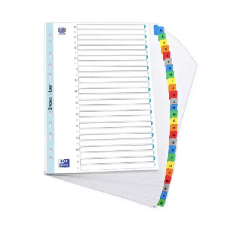 Elba Mylar Karteikartenregister A-Z, 26-teilig, A4 extrabreit, 230 x 297 mm, farbige Tabs (592581-20)