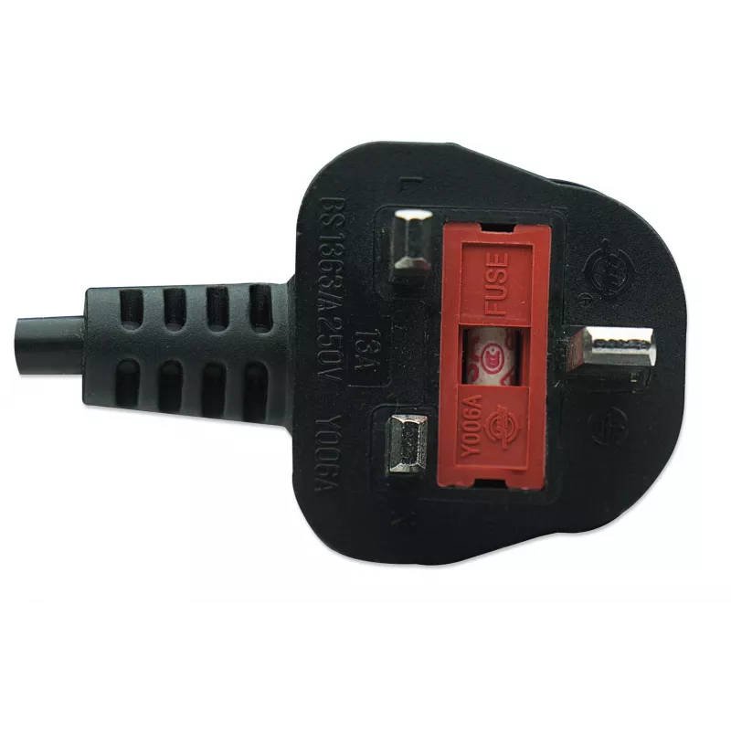 Manhattan Netzkabel, UK 3-Pin-Stecker auf C7 Buchse (8-Form), 1,8 m, 13 A, Schwarz, Kabel, Lebenslange Garantie