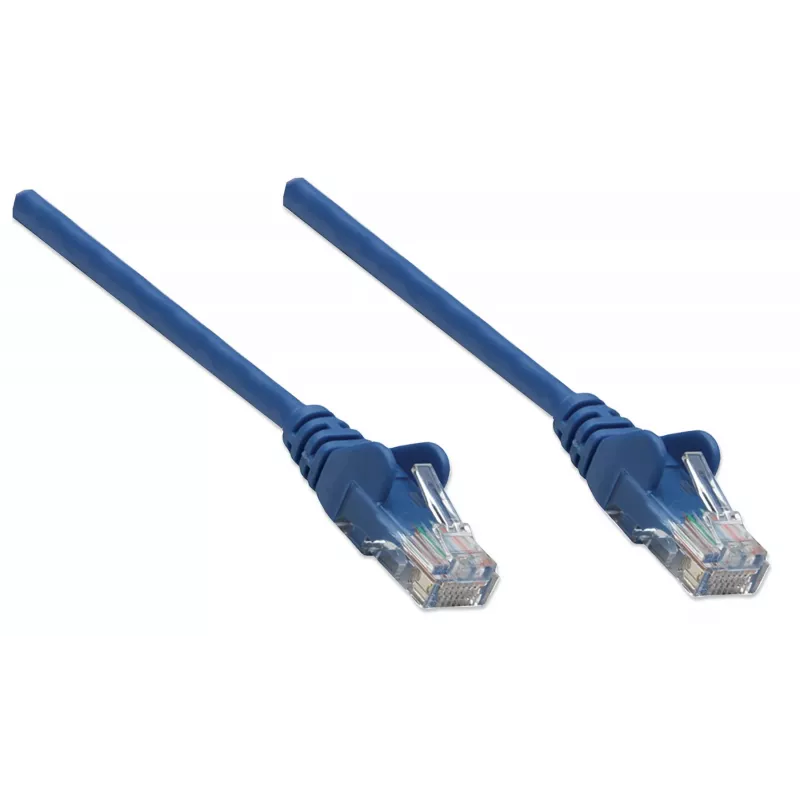Intellinet Netzwerk-Patchkabel, Cat5e, 1,5 m, Blau, CCA, U/UTP, PVC, RJ45, vergoldete Kontakte, Snagless, mit Knickschutz, lebenslange Garantie