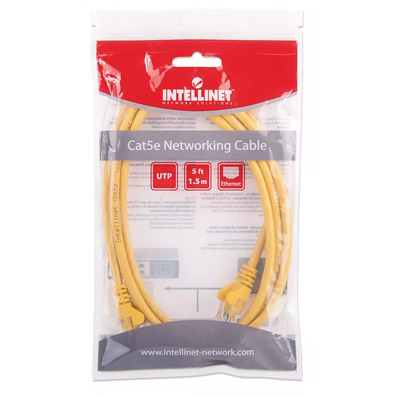 Intellinet Netzwerk-Patchkabel, Cat5e, 1,5 m, Gelb, CCA, U/UTP, PVC, RJ45, vergoldete Kontakte, snagless, Booted, lebenslange Garantie