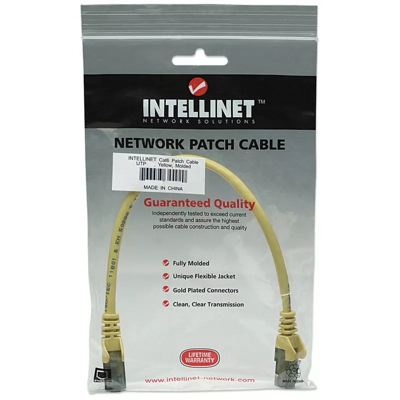 Intellinet Netzwerk-Patchkabel, Cat6A, 7,5 m, Gelb, Kupfer, S/FTP, LSOH/LSZH, PVC, RJ45, vergoldete Kontakte, rastnasenfrei, angespritzt, lebenslange Garantie