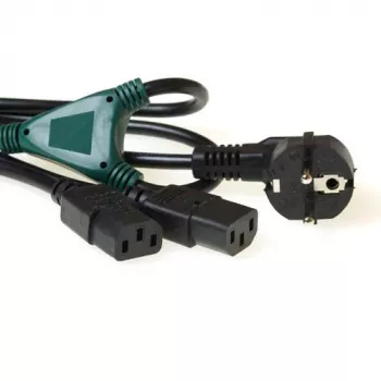 ACT Stromkabel Splitter Netzkabel Schuko-Stecker CEE7/7 – 2 × C13, Aufteilung bei: 1,20 m