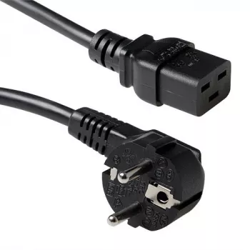 ACT Netzkabel Netzstecker CEE 7/7 Stecker (gewinkelt) - C19 schwarz 3 m