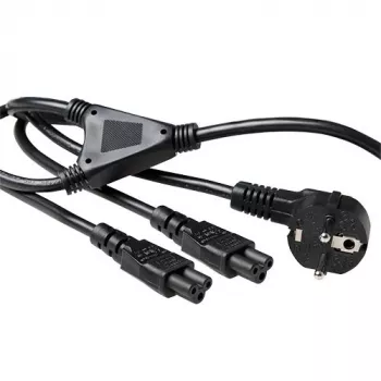 ACT Stromverteilerkabel CEE7/7 Stecker (gewinkelt) - 2 x C5 1,80 m