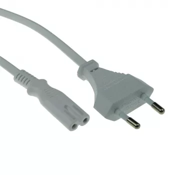 Netzkabel Euro-Stecker - C7-Kupplung Weiß 3m ACT Powercord AK5241