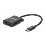 Manhattan USB-C zu USB-C Audio-Adapter und USB-C (inkl. Power Delivery), Schwarz, 480 Mbit/s (USB 2.0), Kabel 11cm, Mit Power Delivery zum USB-C-Port (60W), Drei Jahre Garantie
