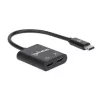 Manhattan USB-C zu USB-C Audio-Adapter und USB-C (inkl. Power Delivery), Schwarz, 480 Mbit/s (USB 2.0), Kabel 11cm, Mit Power Delivery zum USB-C-Port (60W), Drei Jahre Garantie
