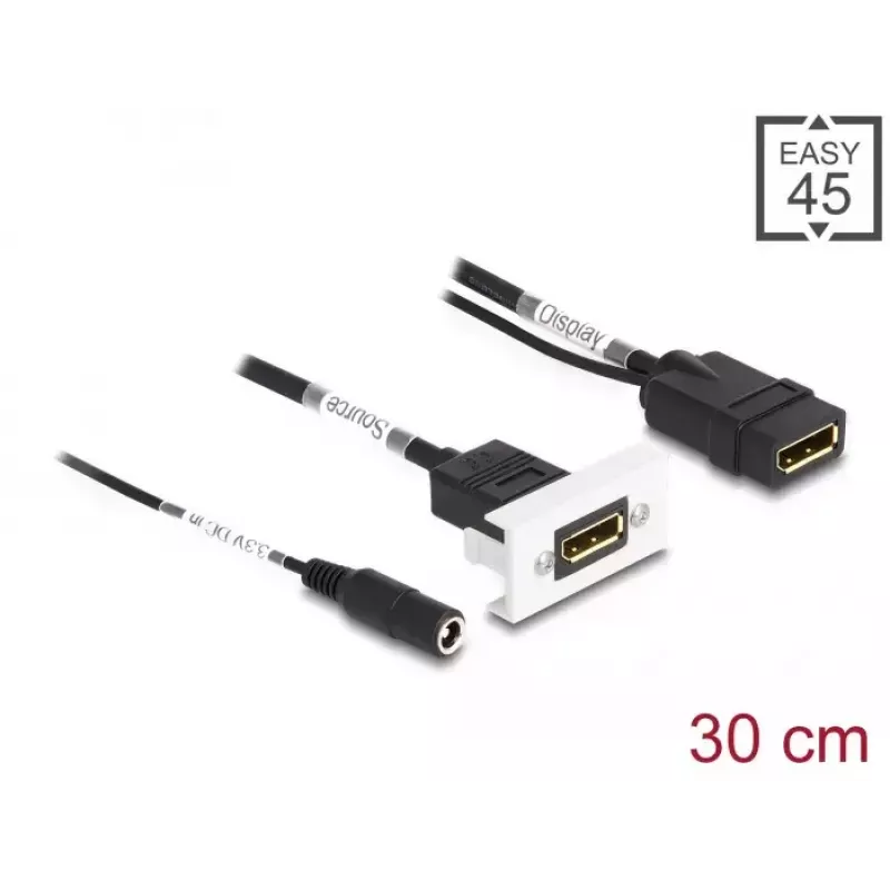 DeLOCK Easy 45 DisplayPort 4K 60 Hz Modul mit DC-Einspeisung 2,1 x 5,5 mm