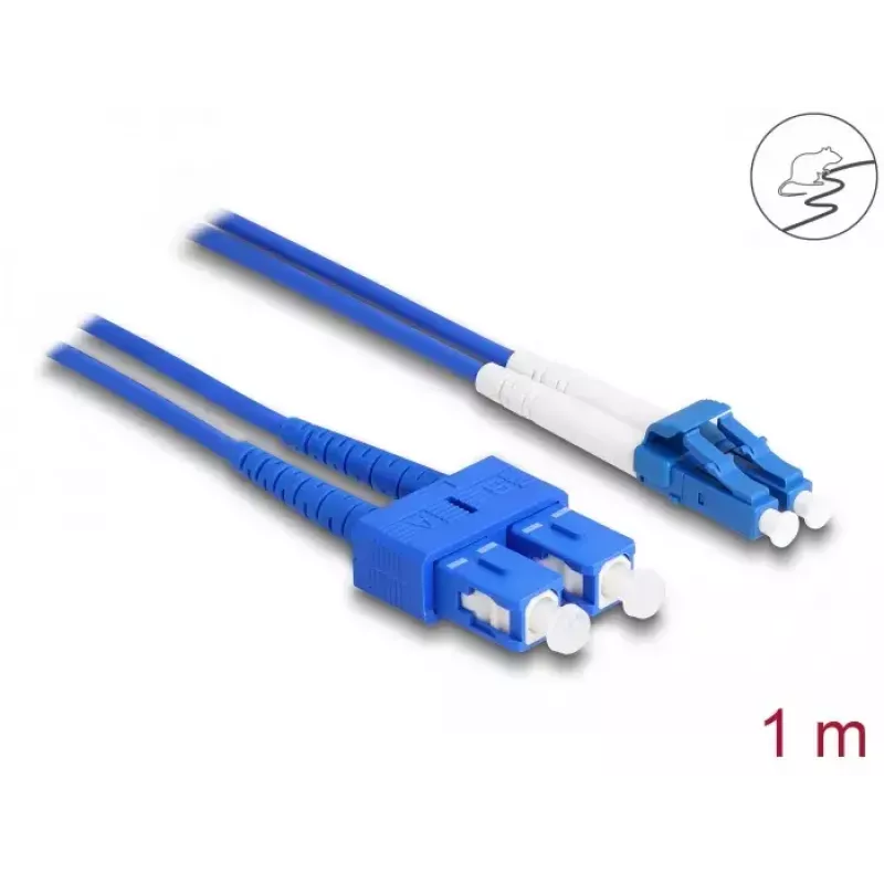 DeLOCK Glasfaserkabel LC Duplex auf SC Duplex Singlemode OS2 1 m