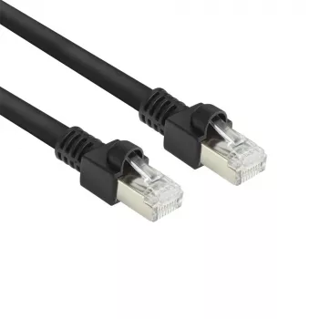 ACT Schwarz 10 Meter S/FTP CAT7 PUR flex Patchkabel, rastnasenschutz, mit RJ45-Steckern (CAT6A-konform)