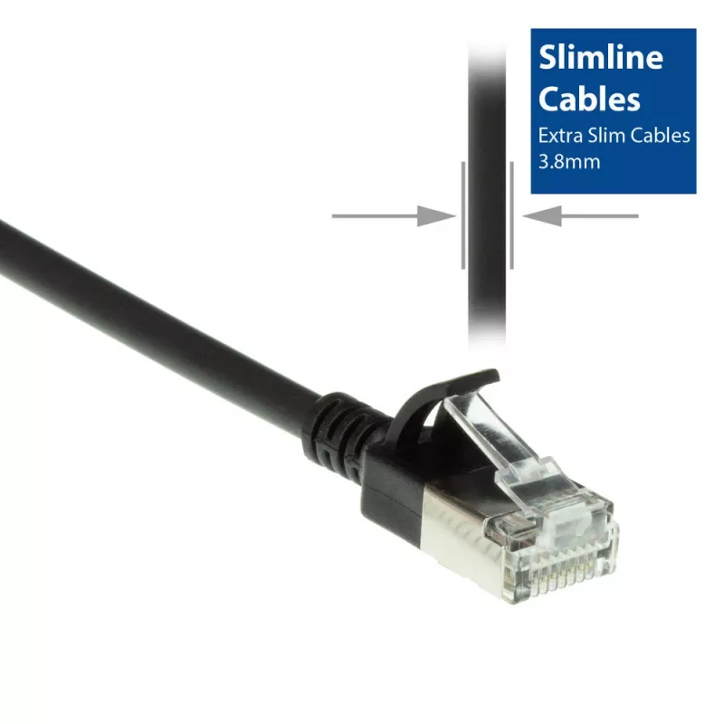 ACT Schwarz 7 Meter LSZH U/FTP CAT6A Datacenter Slimline Patchkabel mit RJ45-Steckern