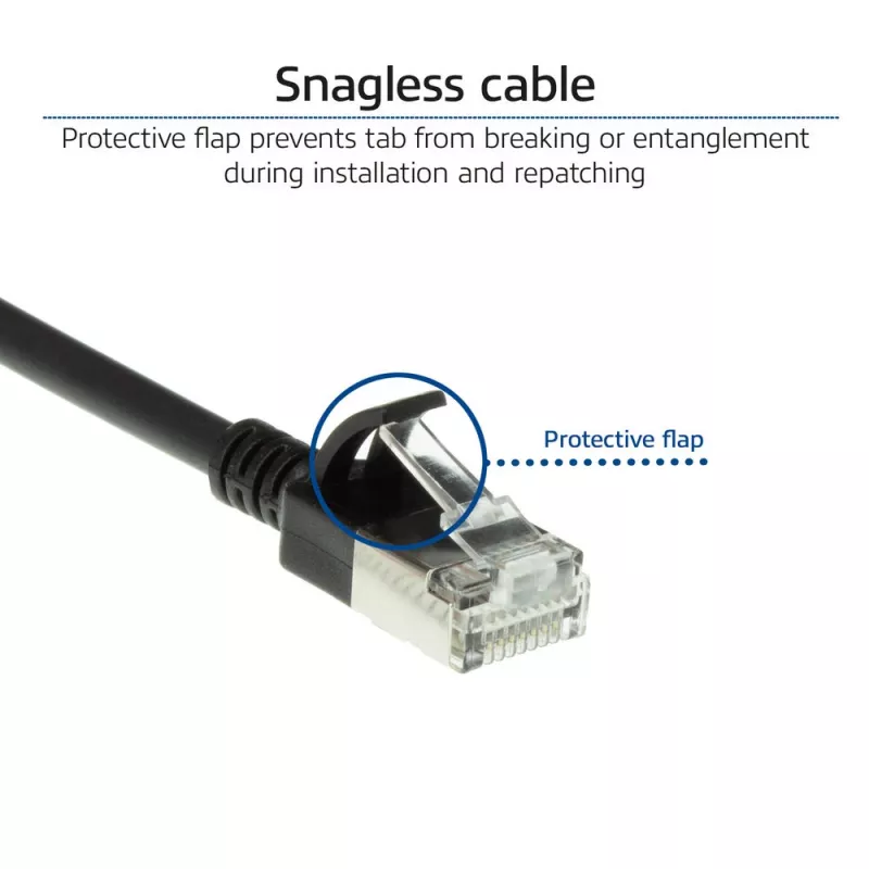 ACT Schwarz 7 Meter LSZH U/FTP CAT6A Datacenter Slimline Patchkabel mit RJ45-Steckern